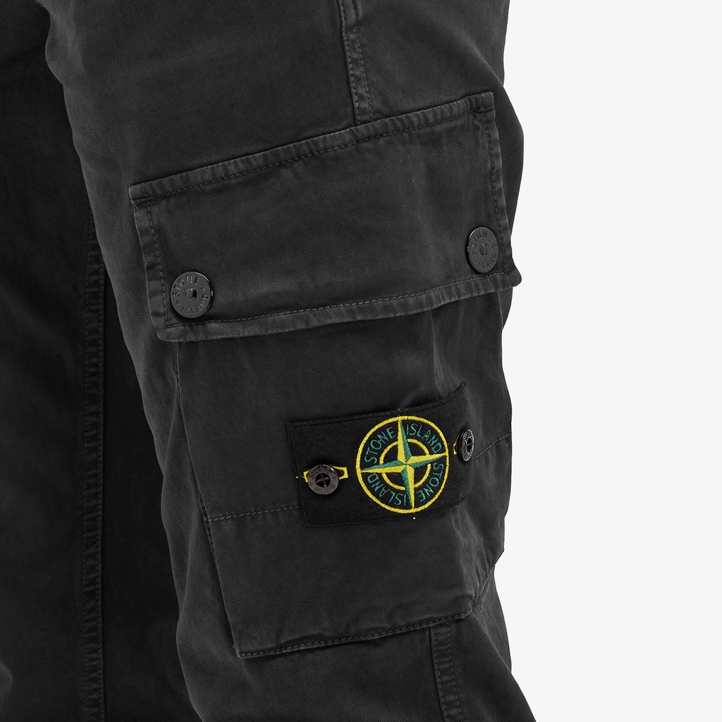 Stone Island Men's Brushed Cotton Canvas Cargo Pants Black